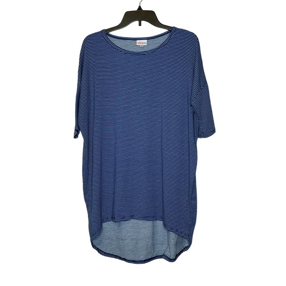 LuLaRoe Tops - LuLaRoe Tunic Top Size XS Blue White Striped Womens Stretch‎ Blend SS T-Shirt